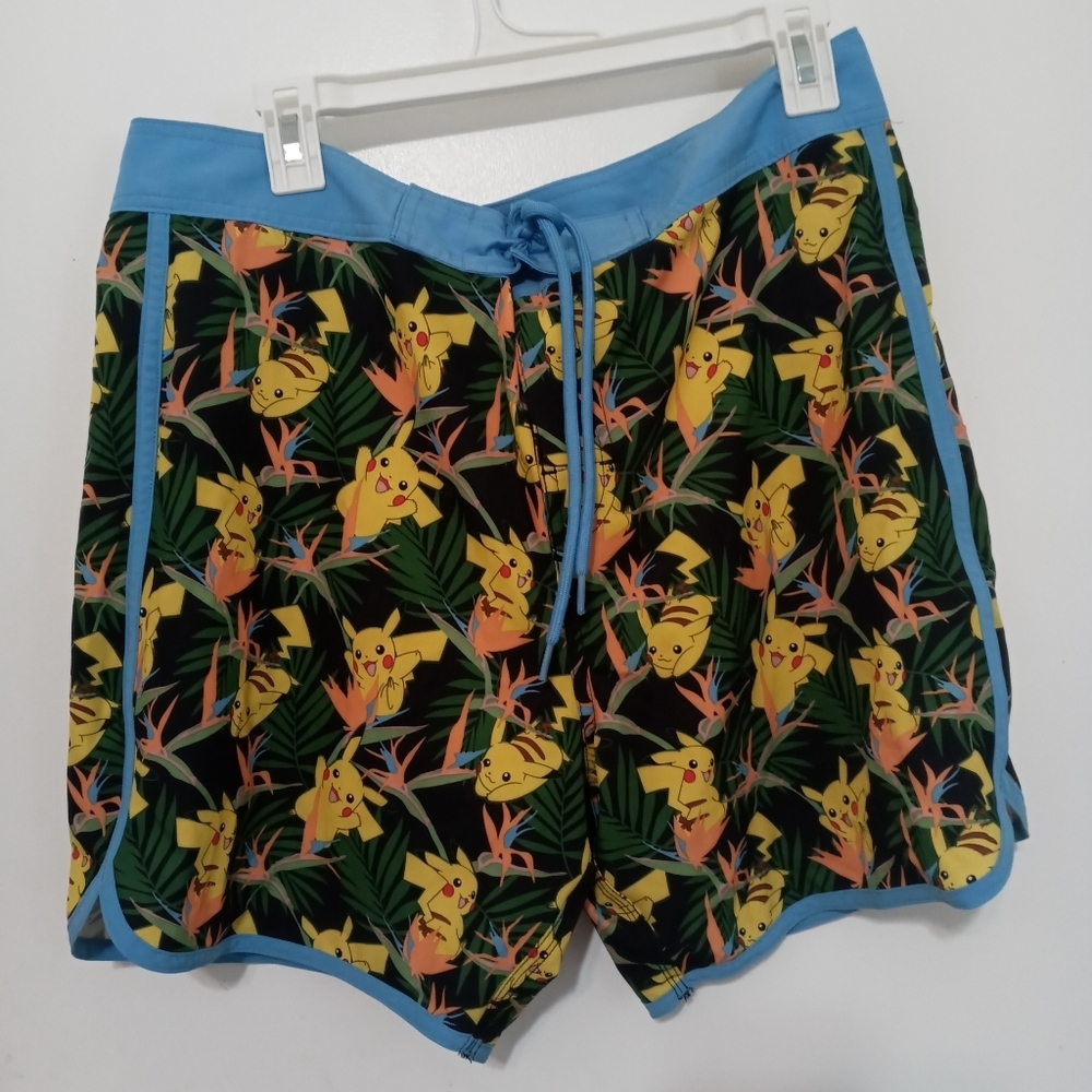 Pokemon Men’s Swim Trunks - Black and Blue